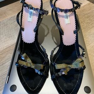 Prada refined satin sandals embellished